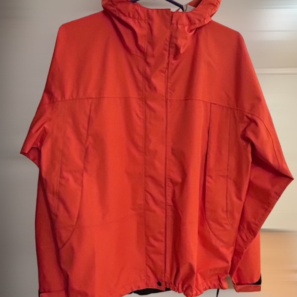 LL BEAN rain jacket coral orange cinched hooded super nice size medium - Picture 1 of 5